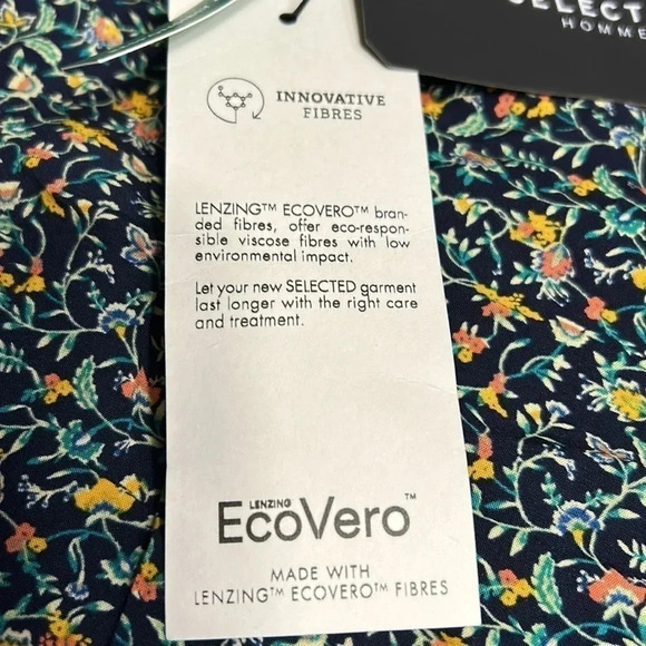 Selected Homme NWT men shirt sustainable short sleeve floral lightweight Reg 80 - Picture 7 of 11